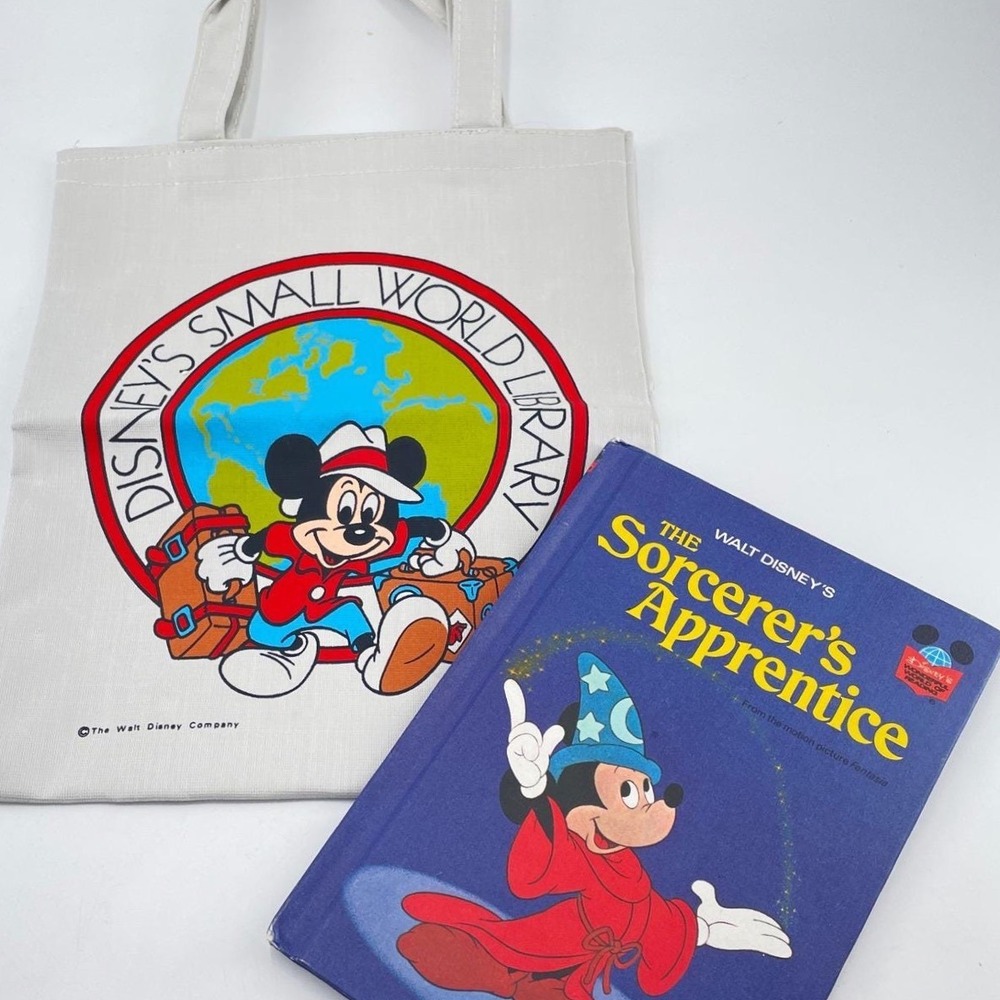 Mickey Mouse Sorcerer Apprentice Reader Book Tote Bag Walt Disney Co Vintage Set